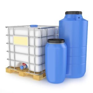 Group of plastic water tanks isolated on white background